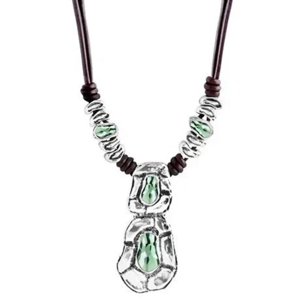 UNO DE 50 Confessions Swarovski Crystal Pendant Leather Necklace BOHO NEW